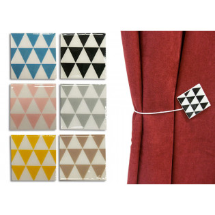 Embrasse magnétique carrée bois laqué motif triangle