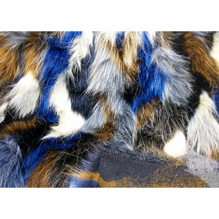 Tissu fausse fourrure multicolore bleu