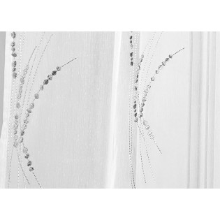 Voilage blanc GIONO brodé motif brins d'herbe 140x260 cm