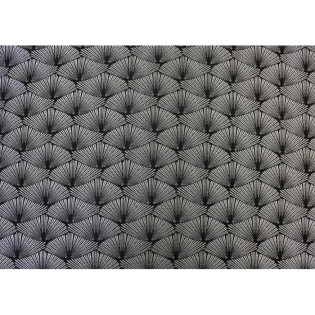 Tissu polyester jacquard corea allover noir platine laize 140 cm