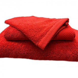 Ensemble éponge rouge drap de bain + serviette + gant