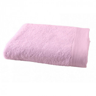 Serviette de bain éponge rose poudré coton uni 600g / m2