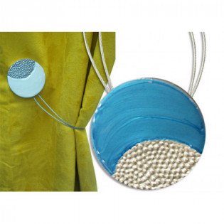 Embrasse magnétique ronde résine bleu nacrée et incrustation aluminium