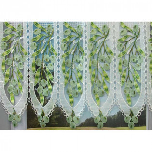 Petit rideau cantonnière macramé motif olives vertes