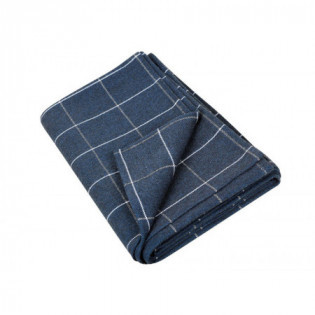 Plaid ENGADINE bleu coton et polyester 140x140 cm motif tartan