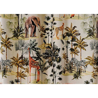 Rideau ARUSHA 145x240 cm motif jungle finition oeillets ronds
