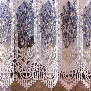 Petit rideau macramé motif lavande détail du bas du rideau