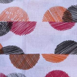 Zoom du motif coupon de tissu coton Demi cercle multicolore 100% coton