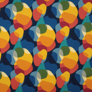 Tissu coton enduit SIXTIES motif multicolore années 60