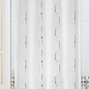 Détail du motif du voilage RIVIERA polyester gris 140 x 240 cm