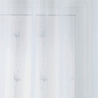 Zoom voilage blanc brodé motif PAVOT 140x260 cm