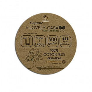 Étiquette drap de douche LAGUNE éponge coton biologique