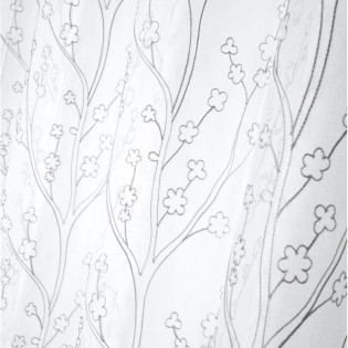Voilage EULALIE gris perle à oeillets ronds 140x260 cm motif floral