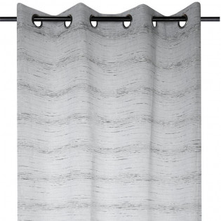 Voilage KEORA gris à oeillets ronds 140x260 cm motif à rayures