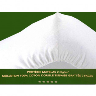 Protège matelas housse molleton 100% coton 230 g/m2 anti acariens