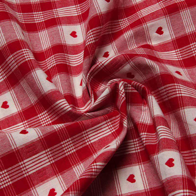 Tissu CERVIN thème montagne rouge et lin 280 cm de large