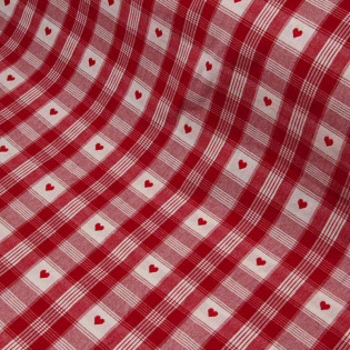 Tissu CERVIN thème montagne rouge et lin 280 cm de large
