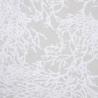 Tissu coton enduit CALEDONIE motif algues sur fond gris clair