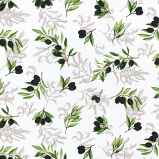 Tissu coton enduit LUCQUES motif olives noires