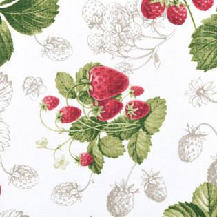 Tissu coton enduit GOURMANDINE motif fraises