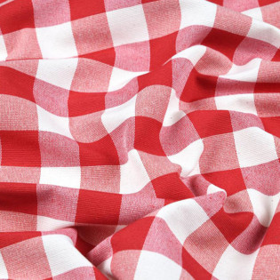 Tissu ROUEN carreaux vichy rouges et blancs laize 160 cm