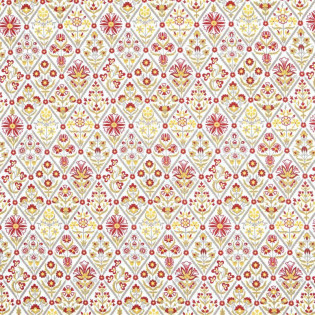 Tissu CRESTIANE TOILE LORRAINE rouge motif fleuri laize 140 cm