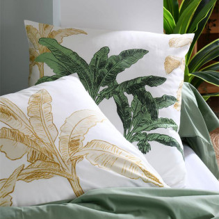 Taie d'oreiller ARAMA motif palmiers carrée 63x63 cm