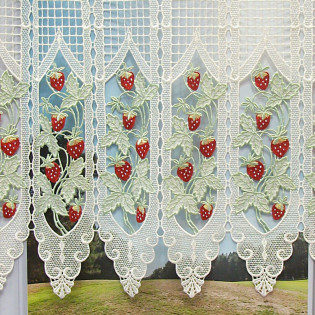 Motif petit rideau cantonnière macramé motif fraise