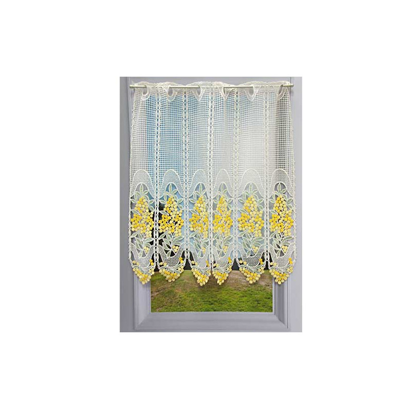 Petit rideau cantonnière macramé motif "Mimosas"