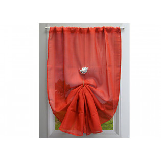 Paire de rideaux vitrage étamine givrée rouge 60x140 cm